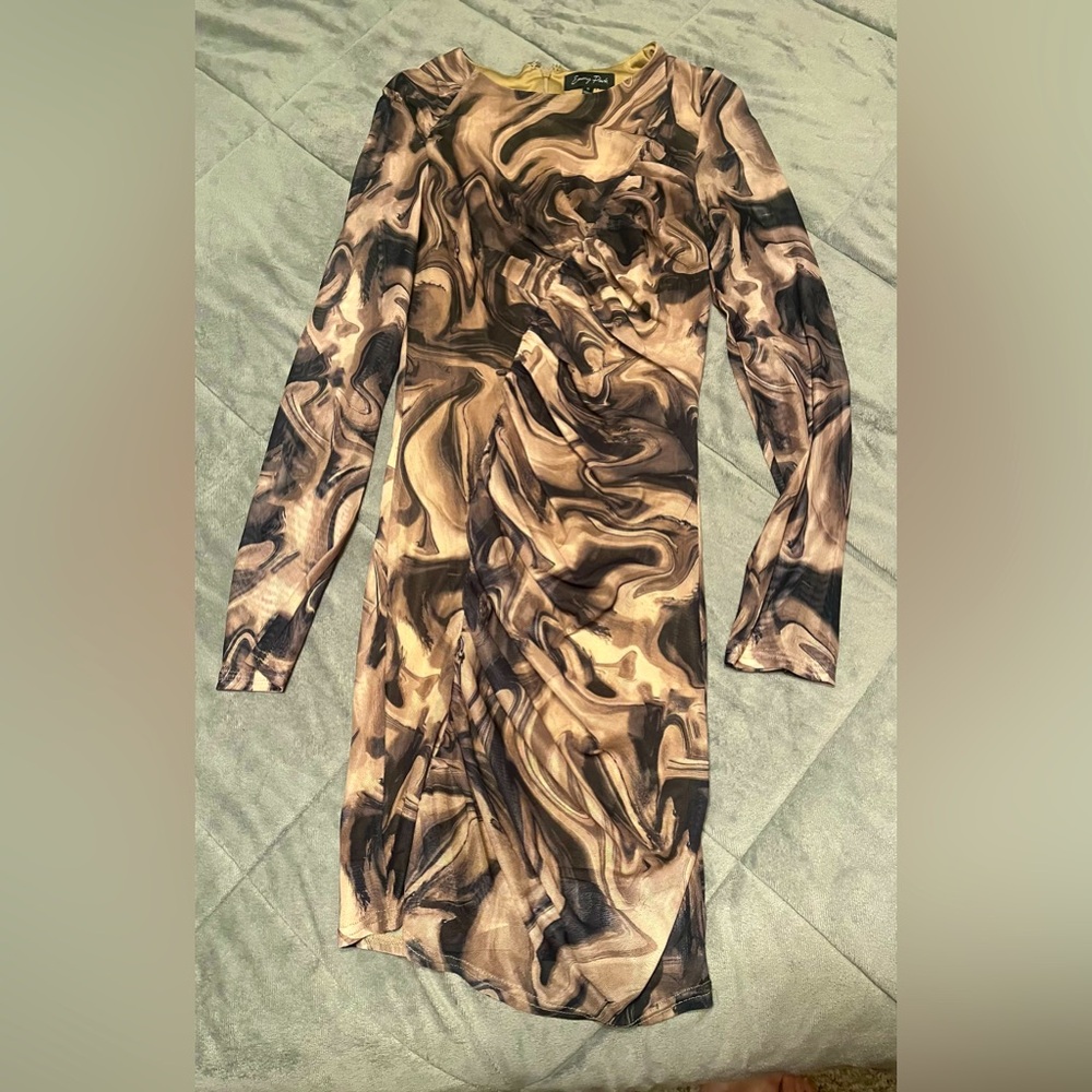 Emory Park Anya Printed Long Sleeve Mini Dress, Size Small, EUC